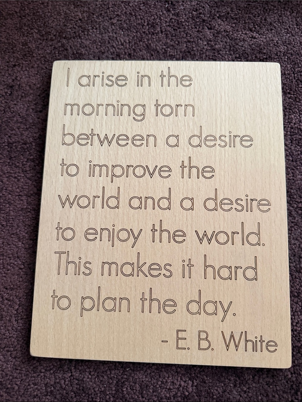 E.B. White Quote Wall Plaque - Natural Wood